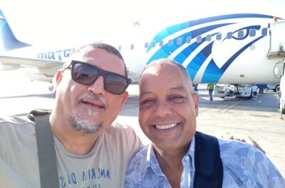 Chegando em Luxor com meu querido guia Mohamed Aziz